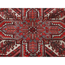 Load image into Gallery viewer, 7&#39;7&quot;x10&#39;9&quot; Carmine Red, Vintage Persian Heriz With Geometric Medallion Design, Worn And Distressed, 100% Wool, Hand Knotted, Cropped Thin, Clean, Sides And Ends Professionally Secured, Oriental Rug FWR1542