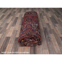 Load image into Gallery viewer, 7&#39;7&quot;x10&#39;9&quot; Carmine Red, Vintage Persian Heriz With Geometric Medallion Design, Worn And Distressed, 100% Wool, Hand Knotted, Cropped Thin, Clean, Sides And Ends Professionally Secured, Oriental Rug FWR1542