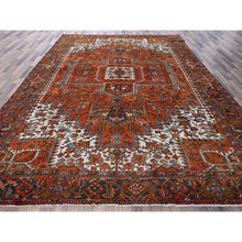 Load image into Gallery viewer, 10&#39;x12&#39; Burnt Orange, Vintage Persian Heriz With Geometric Medallion Design, Hand Knotted, Pure Wool, Even Wear, Sheared Low, Good Condition, Sides And Ends Professionally Secured, Oriental Rug FWR1578