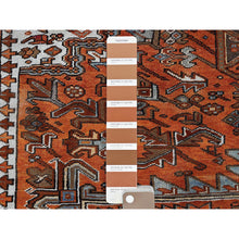 Load image into Gallery viewer, 10&#39;x12&#39; Burnt Orange, Vintage Persian Heriz With Geometric Medallion Design, Hand Knotted, Pure Wool, Even Wear, Sheared Low, Good Condition, Sides And Ends Professionally Secured, Oriental Rug FWR1578