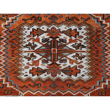 Load image into Gallery viewer, 10&#39;x12&#39; Burnt Orange, Vintage Persian Heriz With Geometric Medallion Design, Hand Knotted, Pure Wool, Even Wear, Sheared Low, Good Condition, Sides And Ends Professionally Secured, Oriental Rug FWR1578