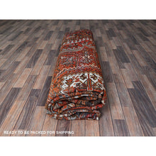 Load image into Gallery viewer, 10&#39;x12&#39; Burnt Orange, Vintage Persian Heriz With Geometric Medallion Design, Hand Knotted, Pure Wool, Even Wear, Sheared Low, Good Condition, Sides And Ends Professionally Secured, Oriental Rug FWR1578