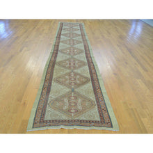 Load image into Gallery viewer, 3&#39;1&quot;x14&#39;3&quot; Green Camel Hair Xl Runner Antique Persian Serab Mint Condition Pure Wool Rug FWR158544