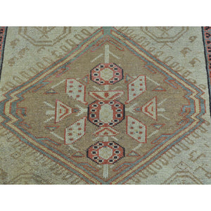 3'1"x14'3" Green Camel Hair XL Runner Antique Persian Serab Mint Condition Pure Wool Rug FWR158544