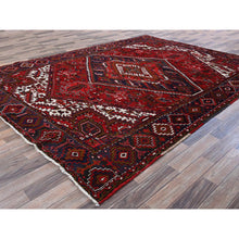 Load image into Gallery viewer, 7&#39;9&quot;x10&#39;4&quot; Ajax Red, Vintage Persian Heriz With Geometric Medallion Design, Animal Figurines, 100% Wool, Hand Knotted, Shaved Down, Even Wear, Good Condition, Sides And Ends Professionally Secured, Oriental Rug FWR1590