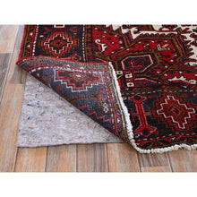 Load image into Gallery viewer, 7&#39;9&quot;x10&#39;4&quot; Ajax Red, Vintage Persian Heriz With Geometric Medallion Design, Animal Figurines, 100% Wool, Hand Knotted, Shaved Down, Even Wear, Good Condition, Sides And Ends Professionally Secured, Oriental Rug FWR1590