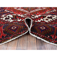 Load image into Gallery viewer, 7&#39;9&quot;x10&#39;4&quot; Ajax Red, Vintage Persian Heriz With Geometric Medallion Design, Animal Figurines, 100% Wool, Hand Knotted, Shaved Down, Even Wear, Good Condition, Sides And Ends Professionally Secured, Oriental Rug FWR1590