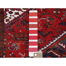 Load image into Gallery viewer, 7&#39;9&quot;x10&#39;4&quot; Ajax Red, Vintage Persian Heriz With Geometric Medallion Design, Animal Figurines, 100% Wool, Hand Knotted, Shaved Down, Even Wear, Good Condition, Sides And Ends Professionally Secured, Oriental Rug FWR1590