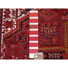 Load image into Gallery viewer, 9&#39;8&quot;x12&#39; Auburn Red, Vintage Persian Heriz With Geometric Medallion Design, Evenly Worn, 100% Wool, Hand Knotted, Cropped Thin, Good Condition, Sides And Ends Professionally Secured, Oriental Rug FWR1596