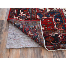 Load image into Gallery viewer, 7&#39;9&quot;x10&#39; Scarlet Red, Vintage Persian Heriz with Geometric Medallion Design, 100% Wool, Hand Knotted, Evenly Worn, Shaved Low, Good Condition, Clean, Sides and Ends Professionally Secured, Oriental Rug FWR1620
