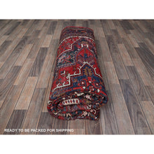 Load image into Gallery viewer, 7&#39;9&quot;x10&#39; Scarlet Red, Vintage Persian Heriz with Geometric Medallion Design, 100% Wool, Hand Knotted, Evenly Worn, Shaved Low, Good Condition, Clean, Sides and Ends Professionally Secured, Oriental Rug FWR1620