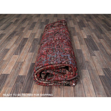 Load image into Gallery viewer, 9&#39;4&quot;x12&#39;10&quot; Crimson Red, Vintage Persian Heriz With Large Medallion Design, Pure Wool, Hand Knotted, Even Wear, Cropped Thin, Good Condition, Sides And Ends Professionally Secured, Oriental Rug FWR1626