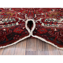 Load image into Gallery viewer, 8&#39;9&quot;x10&#39;4&quot; Ruby Red, Vintage Persian Heriz With Large Medallion Design, 100% Wool, Hand Knotted, Evenly Worn, Cropped Thin, Good Condition, Sides And Ends Professionally Secured, Squarish, Oriental Rug FWR1632