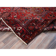 Load image into Gallery viewer, 8&#39;9&quot;x10&#39;4&quot; Ruby Red, Vintage Persian Heriz With Large Medallion Design, 100% Wool, Hand Knotted, Evenly Worn, Cropped Thin, Good Condition, Sides And Ends Professionally Secured, Squarish, Oriental Rug FWR1632