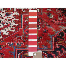 Load image into Gallery viewer, 8&#39;9&quot;x10&#39;4&quot; Ruby Red, Vintage Persian Heriz With Large Medallion Design, 100% Wool, Hand Knotted, Evenly Worn, Cropped Thin, Good Condition, Sides And Ends Professionally Secured, Squarish, Oriental Rug FWR1632
