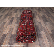Load image into Gallery viewer, 8&#39;9&quot;x10&#39;4&quot; Ruby Red, Vintage Persian Heriz With Large Medallion Design, 100% Wool, Hand Knotted, Evenly Worn, Cropped Thin, Good Condition, Sides And Ends Professionally Secured, Squarish, Oriental Rug FWR1632