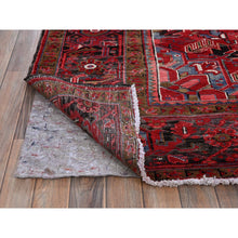 Load image into Gallery viewer, 9&#39;9&quot;x12&#39;5&quot; Imperial Red, Vintage Persian Heriz With Geometric Medallion Design, Rustic Look, Pure Wool, Hand Knotted, Even Wear, Shaved Down, Good Condition, Sides And Ends Professionally Secured, Oriental Rug FWR1638