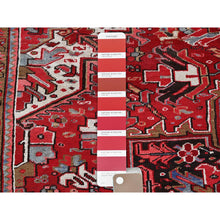 Load image into Gallery viewer, 9&#39;9&quot;x12&#39;5&quot; Imperial Red, Vintage Persian Heriz With Geometric Medallion Design, Rustic Look, Pure Wool, Hand Knotted, Even Wear, Shaved Down, Good Condition, Sides And Ends Professionally Secured, Oriental Rug FWR1638