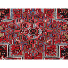 Load image into Gallery viewer, 9&#39;9&quot;x12&#39;5&quot; Imperial Red, Vintage Persian Heriz With Geometric Medallion Design, Rustic Look, Pure Wool, Hand Knotted, Even Wear, Shaved Down, Good Condition, Sides And Ends Professionally Secured, Oriental Rug FWR1638