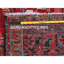 Load image into Gallery viewer, 9&#39;9&quot;x12&#39;5&quot; Imperial Red, Vintage Persian Heriz With Geometric Medallion Design, Rustic Look, Pure Wool, Hand Knotted, Even Wear, Shaved Down, Good Condition, Sides And Ends Professionally Secured, Oriental Rug FWR1638