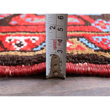 Load image into Gallery viewer, 9&#39;6&quot;x12&#39;9&quot; Crimson Red, Vintage Persian Heriz With Geometric Medallion Design, 100% Wool, Hand Knotted, Evenly Worn, Sheared Low, Good Condition, Sides And Ends Professionally Secured, Oriental Rug FWR1644