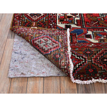 Load image into Gallery viewer, 10&#39;x12&#39;4&quot; Ruby Red, Vintage Persian Heriz With Geometric Medallion Design, Worn And Distressed, 100% Wool, Hand Knotted, Even Wear, Cropped Thin, Good Condition, Sides And Ends Professionally Secured, Oriental Rug FWR1656