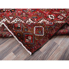 Load image into Gallery viewer, 10&#39;x12&#39;4&quot; Ruby Red, Vintage Persian Heriz With Geometric Medallion Design, Worn And Distressed, 100% Wool, Hand Knotted, Even Wear, Cropped Thin, Good Condition, Sides And Ends Professionally Secured, Oriental Rug FWR1656