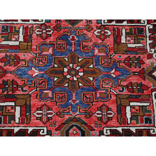 Load image into Gallery viewer, 10&#39;x12&#39;4&quot; Ruby Red, Vintage Persian Heriz With Geometric Medallion Design, Worn And Distressed, 100% Wool, Hand Knotted, Even Wear, Cropped Thin, Good Condition, Sides And Ends Professionally Secured, Oriental Rug FWR1656