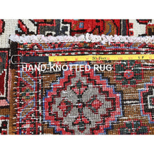 Load image into Gallery viewer, 10&#39;x12&#39;4&quot; Ruby Red, Vintage Persian Heriz With Geometric Medallion Design, Worn And Distressed, 100% Wool, Hand Knotted, Even Wear, Cropped Thin, Good Condition, Sides And Ends Professionally Secured, Oriental Rug FWR1656