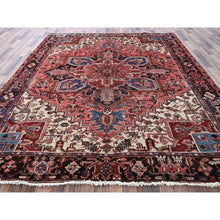 Load image into Gallery viewer, 8&#39;4&quot;x10&#39;2&quot; Blush Red, Vintage Persian Heriz With Large Medallion Design, Even Wear, Shaved Down, Hand Knotted, 100% Wool, Good Condition, Sides And Ends Professionally Secured, Oriental Rug FWR1674
