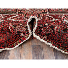 Load image into Gallery viewer, 7&#39;10&quot;x10&#39;6&quot; Bossa Nova Red, Vintage Persian Heriz With Geometric Medallion Design, Worn And Distressed, 100% Wool, Hand Knotted, Shaved Low, Good Condition, Sides And Ends Professionally Secured, Oriental Rug FWR1680