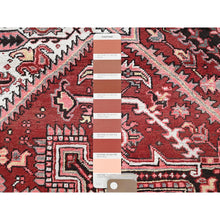 Load image into Gallery viewer, 7&#39;10&quot;x10&#39;6&quot; Bossa Nova Red, Vintage Persian Heriz With Geometric Medallion Design, Worn And Distressed, 100% Wool, Hand Knotted, Shaved Low, Good Condition, Sides And Ends Professionally Secured, Oriental Rug FWR1680
