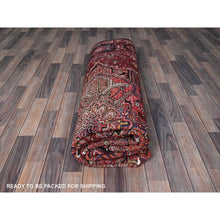 Load image into Gallery viewer, 7&#39;10&quot;x10&#39;6&quot; Bossa Nova Red, Vintage Persian Heriz With Geometric Medallion Design, Worn And Distressed, 100% Wool, Hand Knotted, Shaved Low, Good Condition, Sides And Ends Professionally Secured, Oriental Rug FWR1680