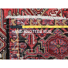Load image into Gallery viewer, 7&#39;10&quot;x10&#39;6&quot; Bossa Nova Red, Vintage Persian Heriz With Geometric Medallion Design, Worn And Distressed, 100% Wool, Hand Knotted, Shaved Low, Good Condition, Sides And Ends Professionally Secured, Oriental Rug FWR1680