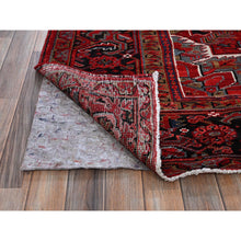 Load image into Gallery viewer, 9&#39;5&quot;x12&#39;10&quot; Scarlet Red, Vintage Persian Heriz With Large Medallion Design, 100% Wool, Hand Knotted, Even Wear, Cropped Thin, Good Condition, Sides And Ends Professionally Secured, Oriental Rug Sg281