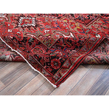 Load image into Gallery viewer, 9&#39;5&quot;x12&#39;10&quot; Scarlet Red, Vintage Persian Heriz With Large Medallion Design, 100% Wool, Hand Knotted, Even Wear, Cropped Thin, Good Condition, Sides And Ends Professionally Secured, Oriental Rug Sg281