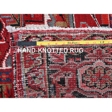 Load image into Gallery viewer, 9&#39;5&quot;x12&#39;10&quot; Scarlet Red, Vintage Persian Heriz With Large Medallion Design, 100% Wool, Hand Knotted, Even Wear, Cropped Thin, Good Condition, Sides And Ends Professionally Secured, Oriental Rug Sg281