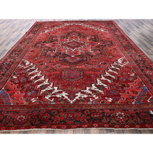 Load image into Gallery viewer, 10&#39;1&quot;x12&#39;7&quot; Imperial Red, Vintage Persian Heriz With Large Medallion Design, 100% Wool, Hand Knotted, Evenly Worn, Shaved Down, Good Condition, Sides And Ends Professionally Secured, Oriental Rug FWR1692