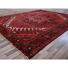 Load image into Gallery viewer, 10&#39;1&quot;x12&#39;7&quot; Imperial Red, Vintage Persian Heriz With Large Medallion Design, 100% Wool, Hand Knotted, Evenly Worn, Shaved Down, Good Condition, Sides And Ends Professionally Secured, Oriental Rug FWR1692