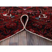 Load image into Gallery viewer, 10&#39;1&quot;x12&#39;7&quot; Imperial Red, Vintage Persian Heriz With Large Medallion Design, 100% Wool, Hand Knotted, Evenly Worn, Shaved Down, Good Condition, Sides And Ends Professionally Secured, Oriental Rug FWR1692