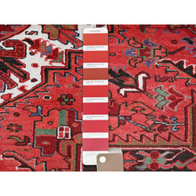 Load image into Gallery viewer, 10&#39;1&quot;x12&#39;7&quot; Imperial Red, Vintage Persian Heriz With Large Medallion Design, 100% Wool, Hand Knotted, Evenly Worn, Shaved Down, Good Condition, Sides And Ends Professionally Secured, Oriental Rug FWR1692