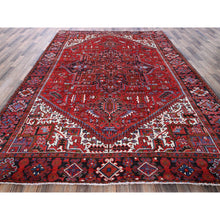 Load image into Gallery viewer, 8&#39;4&quot;x11&#39;4&quot; Crimson Red, Vintage Persian Heriz With Geometric Medallion Design, 100% Wool, Hand Knotted, Even Wear, Cropped Thin, Good Condition, Sides And Ends Professionally Secured, Oriental Rug FWR1698
