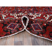 Load image into Gallery viewer, 8&#39;4&quot;x11&#39;4&quot; Crimson Red, Vintage Persian Heriz With Geometric Medallion Design, 100% Wool, Hand Knotted, Even Wear, Cropped Thin, Good Condition, Sides And Ends Professionally Secured, Oriental Rug FWR1698