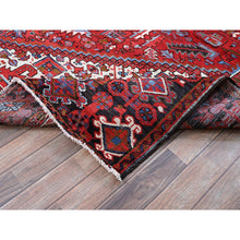 Load image into Gallery viewer, 8&#39;4&quot;x11&#39;4&quot; Crimson Red, Vintage Persian Heriz With Geometric Medallion Design, 100% Wool, Hand Knotted, Even Wear, Cropped Thin, Good Condition, Sides And Ends Professionally Secured, Oriental Rug FWR1698