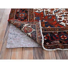 Load image into Gallery viewer, 6&#39;10&quot;x9&#39;7&quot; Burnt Orange, Vintage Persian Heriz With Geometric Medallion Design, Even Wear, Cropped Thin, Good Condition, 100% Wool, Hand Knotted, Sides And Ends Professionally Secured, Oriental Rug FWR1704