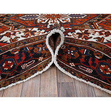 Load image into Gallery viewer, 6&#39;10&quot;x9&#39;7&quot; Burnt Orange, Vintage Persian Heriz With Geometric Medallion Design, Even Wear, Cropped Thin, Good Condition, 100% Wool, Hand Knotted, Sides And Ends Professionally Secured, Oriental Rug FWR1704