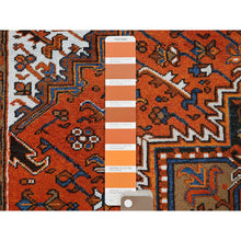 Load image into Gallery viewer, 6&#39;10&quot;x9&#39;7&quot; Burnt Orange, Vintage Persian Heriz With Geometric Medallion Design, Even Wear, Cropped Thin, Good Condition, 100% Wool, Hand Knotted, Sides And Ends Professionally Secured, Oriental Rug FWR1704