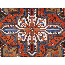 Load image into Gallery viewer, 6&#39;10&quot;x9&#39;7&quot; Burnt Orange, Vintage Persian Heriz With Geometric Medallion Design, Even Wear, Cropped Thin, Good Condition, 100% Wool, Hand Knotted, Sides And Ends Professionally Secured, Oriental Rug FWR1704