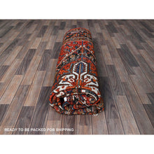 Load image into Gallery viewer, 6&#39;10&quot;x9&#39;7&quot; Burnt Orange, Vintage Persian Heriz With Geometric Medallion Design, Even Wear, Cropped Thin, Good Condition, 100% Wool, Hand Knotted, Sides And Ends Professionally Secured, Oriental Rug FWR1704