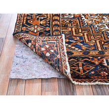 Load image into Gallery viewer, 7&#39;4&quot;x10&#39;1&quot; Apricot Orange, Vintage Persian Heriz With Geometric Medallion Design, Pure Wool, Hand Knotted, Even Wear, Sheared Low, Good Condition, Sides And Ends Professionally Secured, Oriental Rug FWR1722
